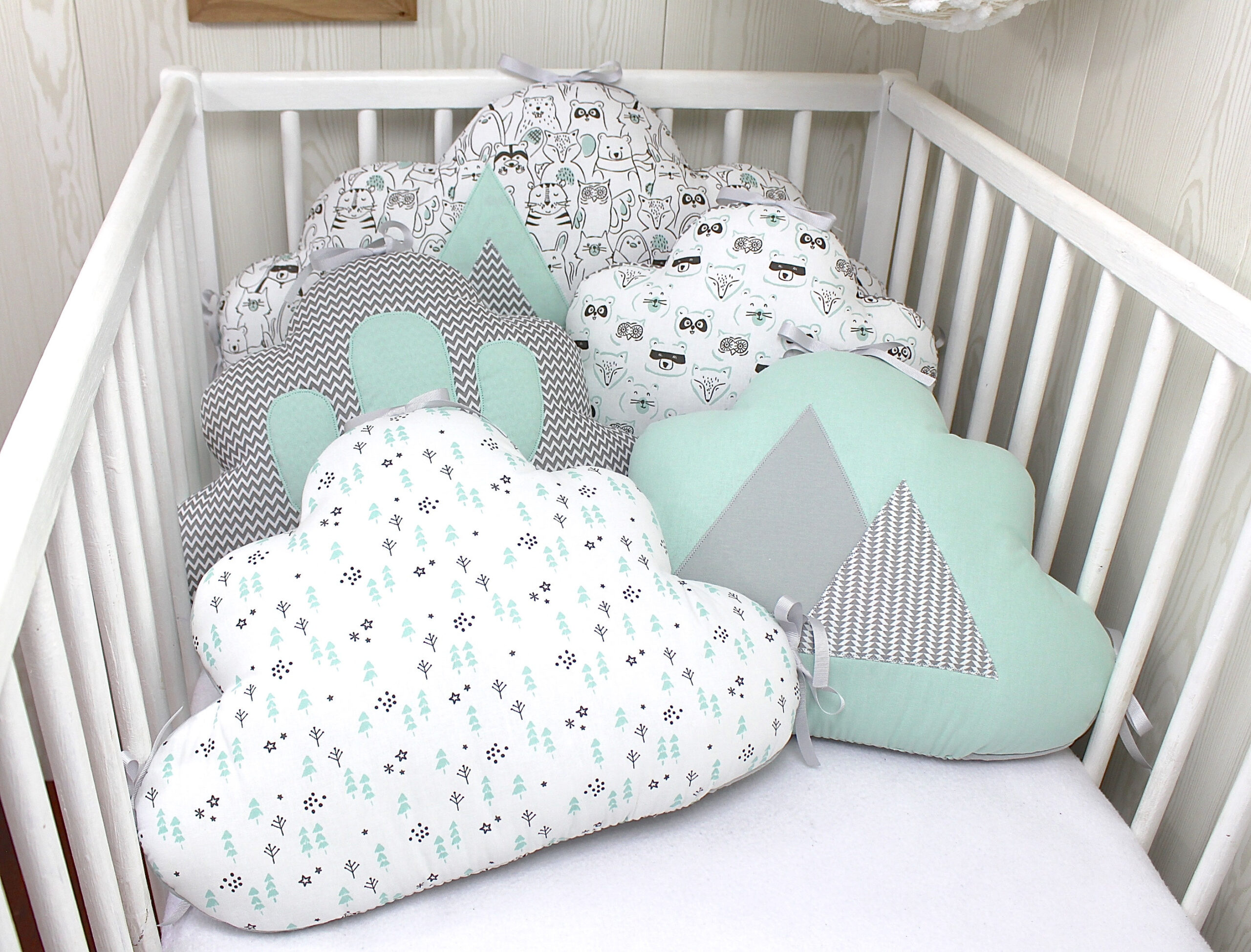 Lot de 4 protections de barreaux pour tour de lit de bébé, thème renard et  nature