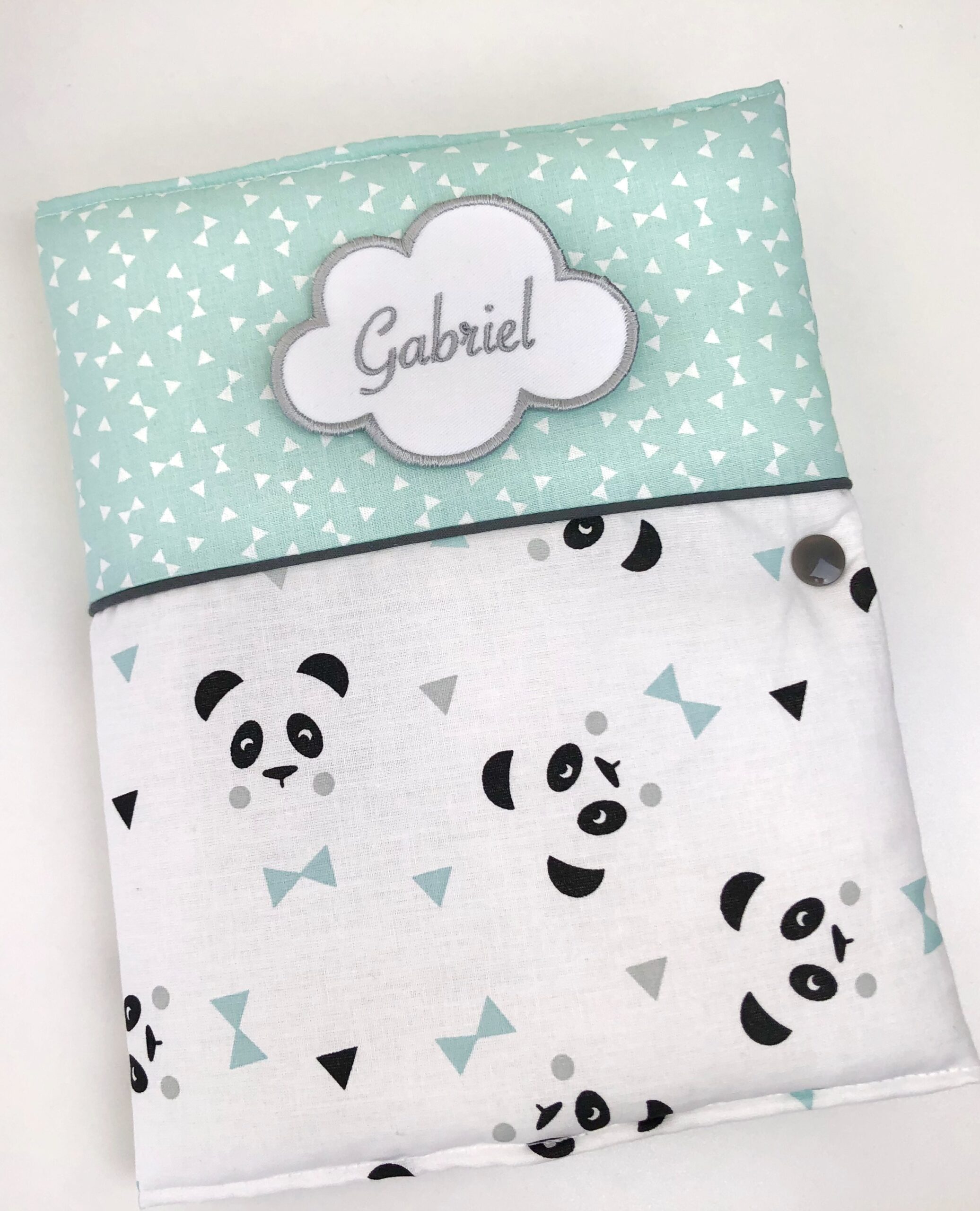 Animaux Panda Protege Carnet De Sante Vert D Eau Clair Personnalisable Avec Prenom Little Square